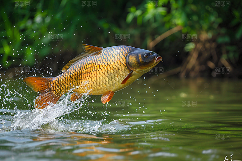锦鲤游水鱼类素材