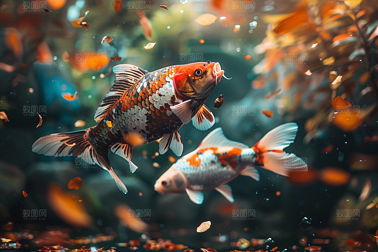 锦鲤游水生态素材