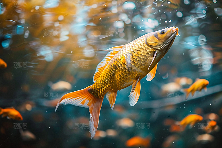 锦鲤游水生态素材
