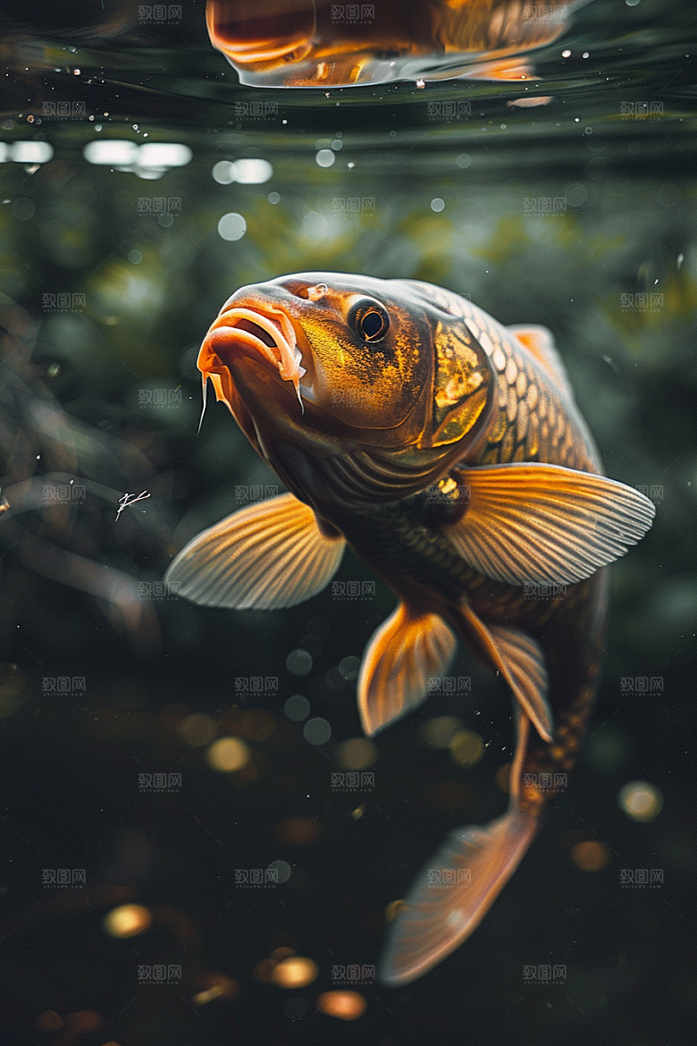 锦鲤彩色中式素材