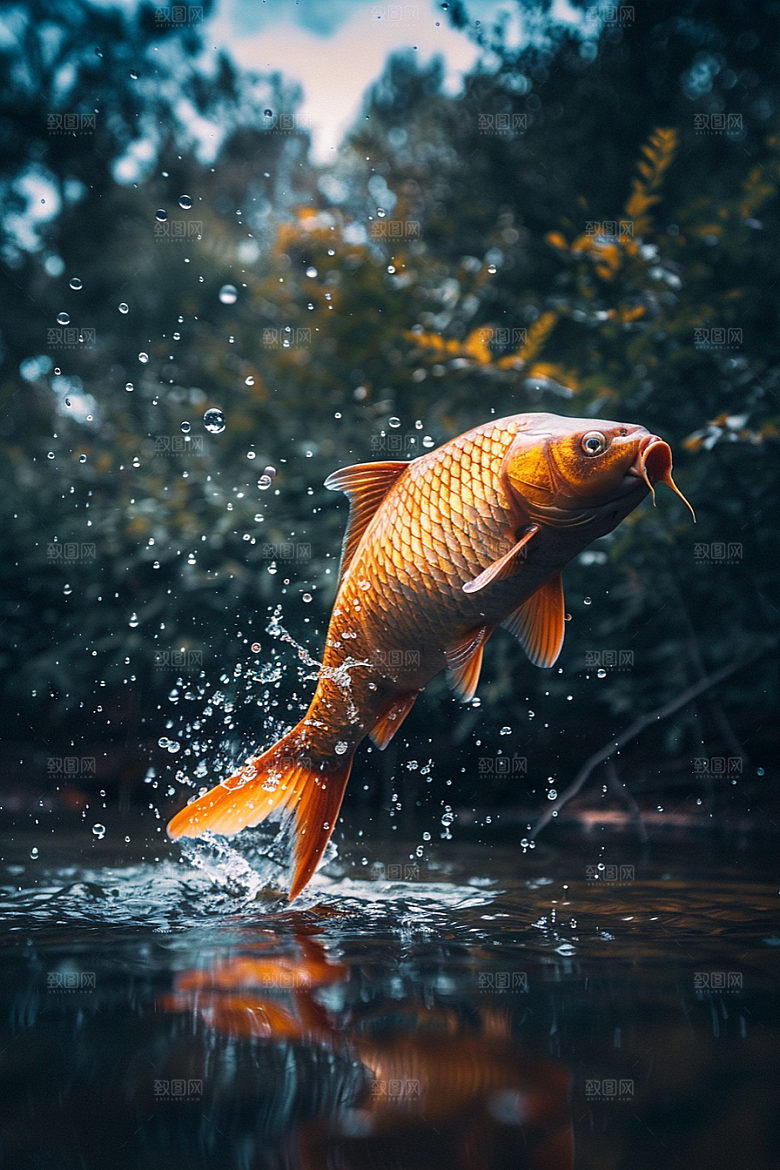锦鲤祈福游水素材