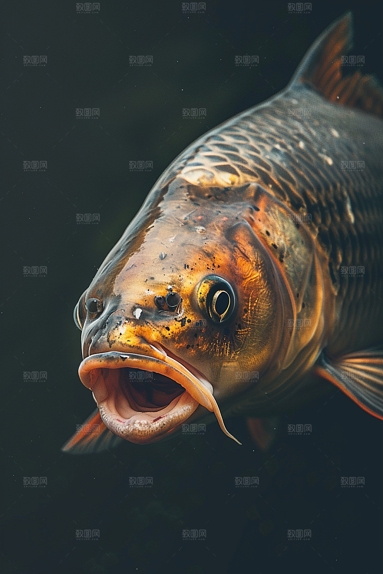锦鲤鲤鱼游水素材