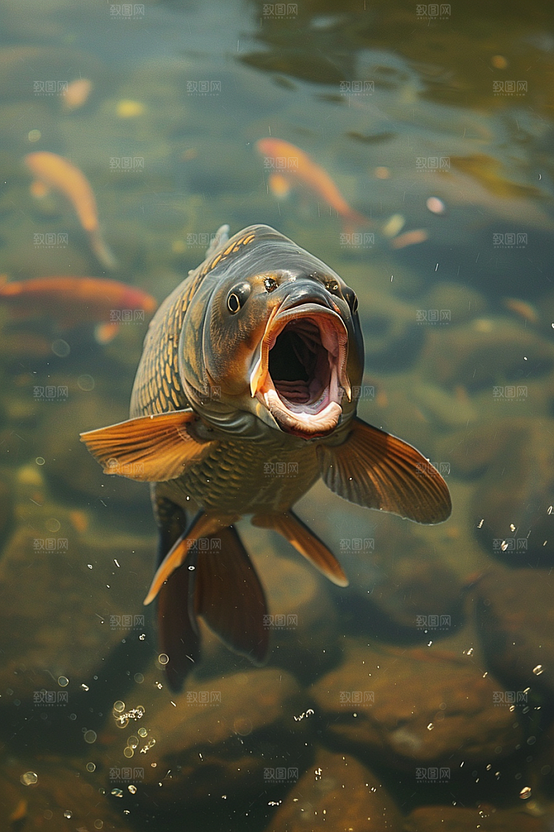 锦鲤祈福游水素材