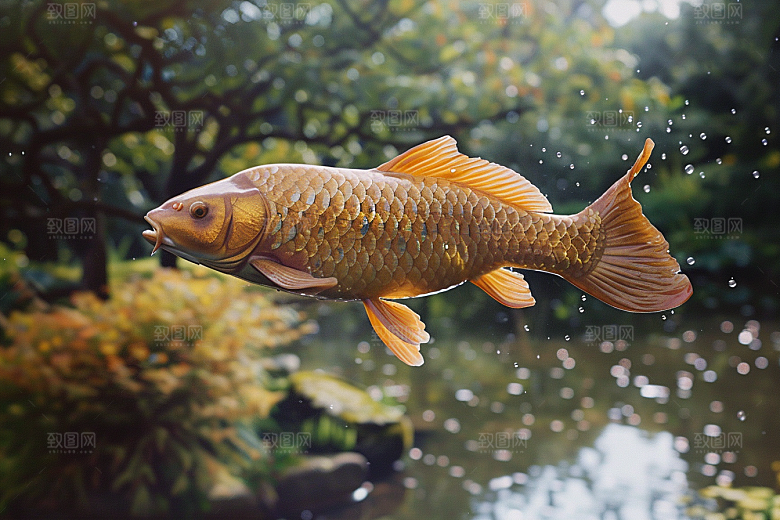 锦鲤游水生态素材