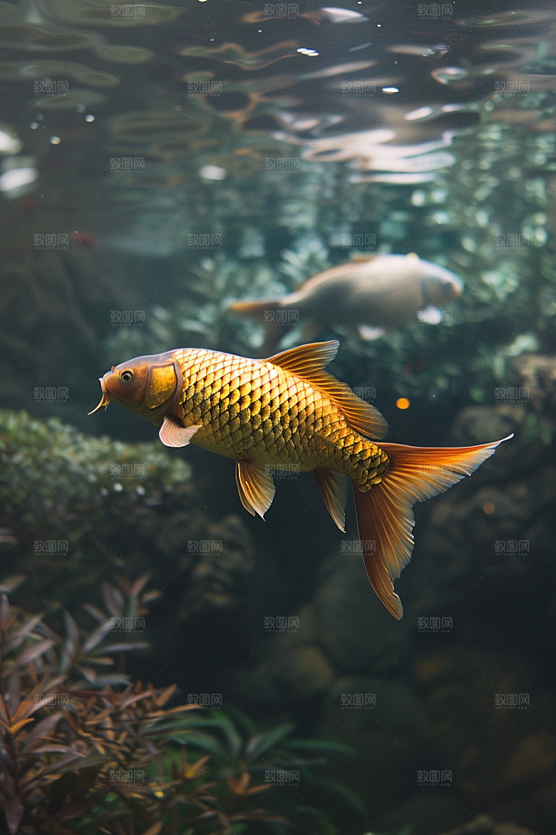 锦鲤游水生态素材