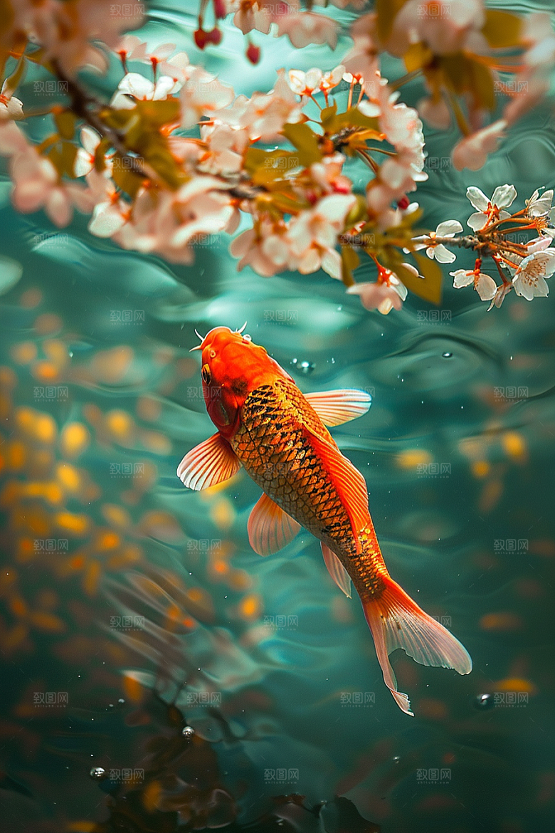 锦鲤幸运游水素材