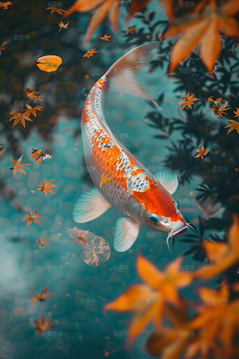 锦鲤中国风祈福素材