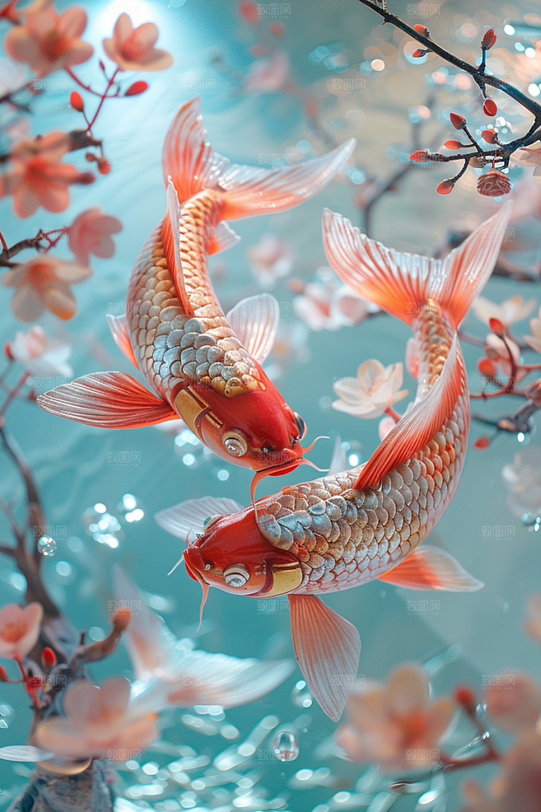 锦鲤中国风祈福素材