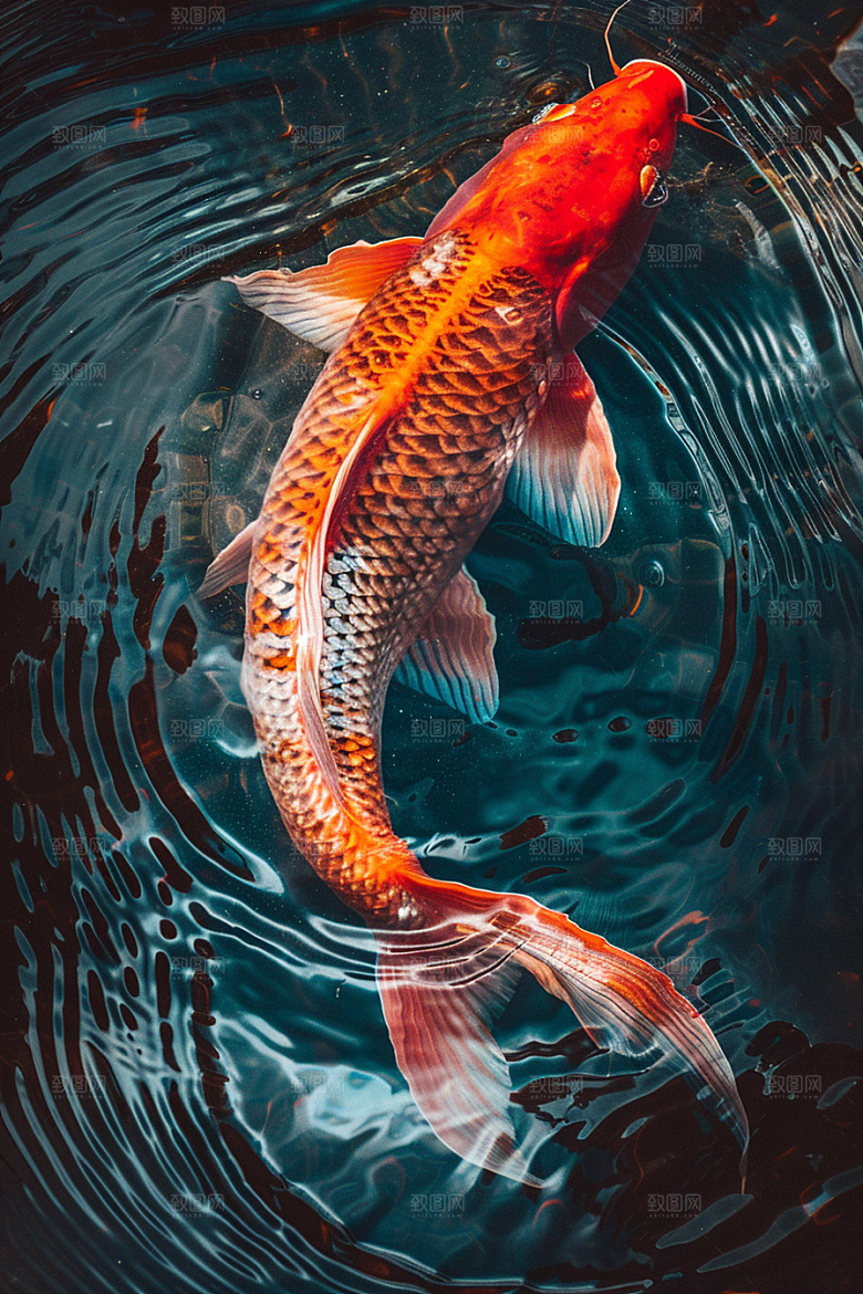 锦鲤游水自然素材