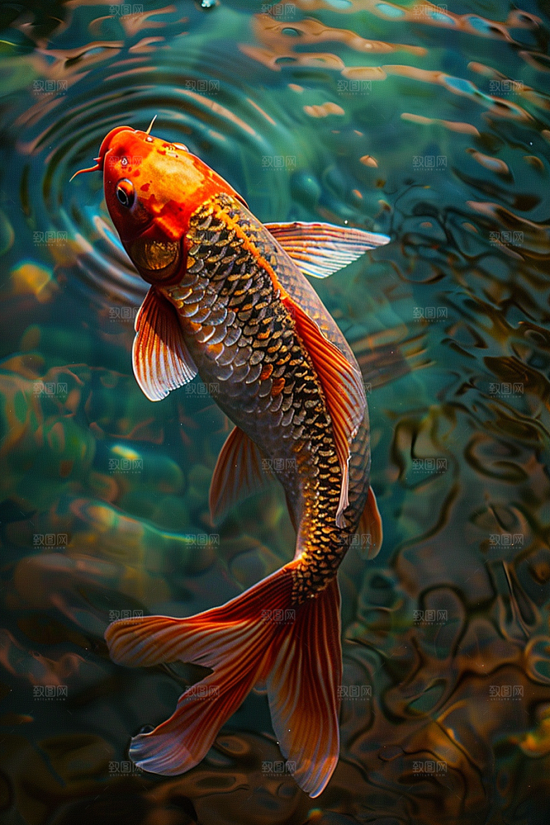 锦鲤鱼类游水素材