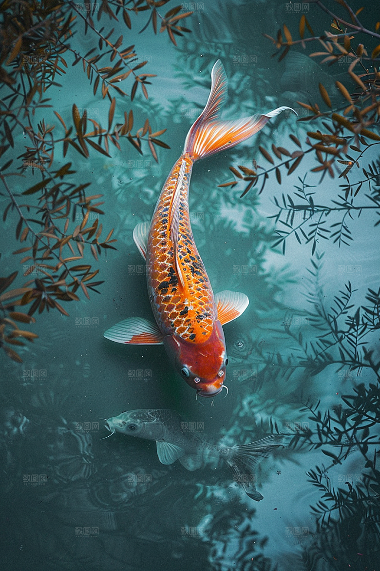 锦鲤寓意自然素材