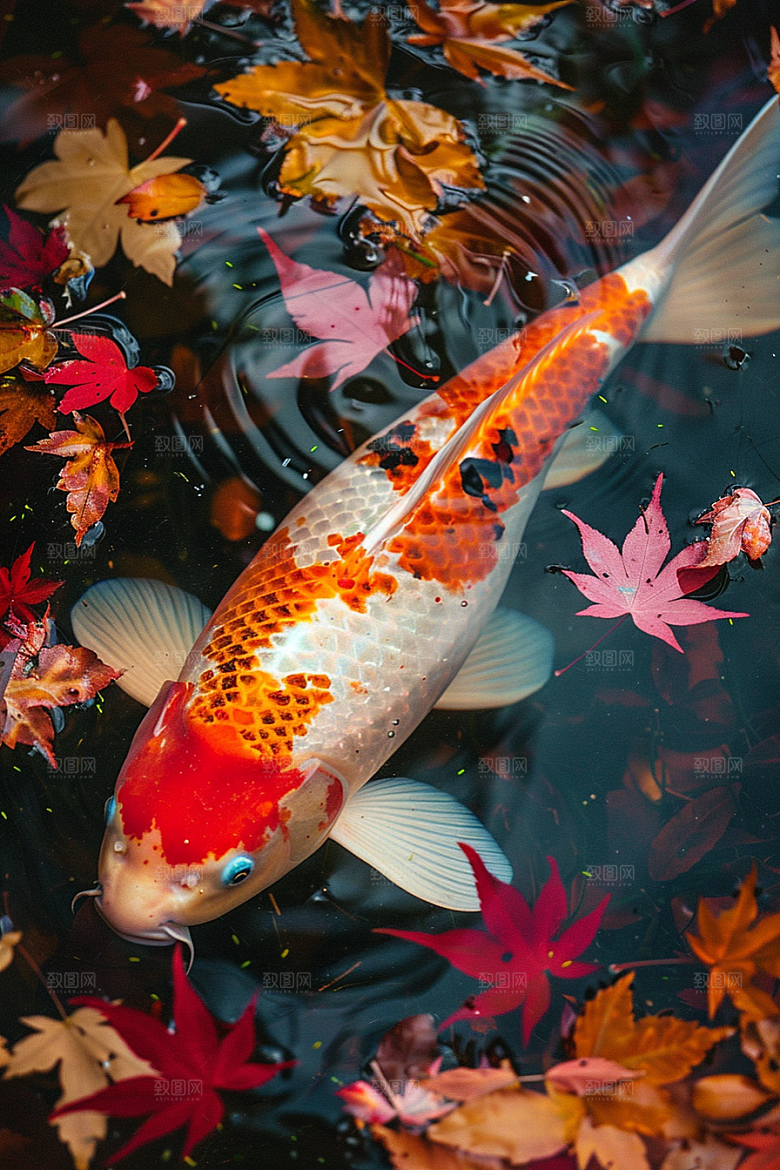 锦鲤鱼类游水素材
