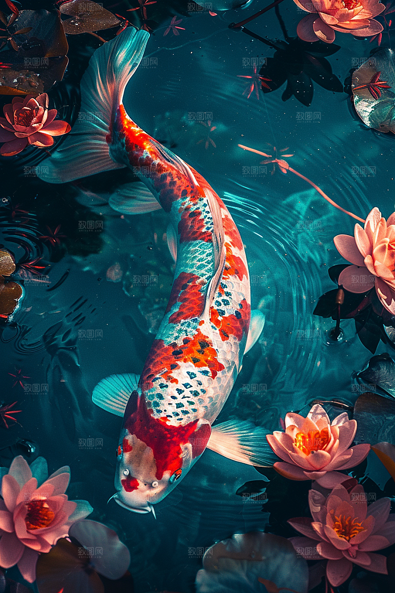 锦鲤中式生态素材