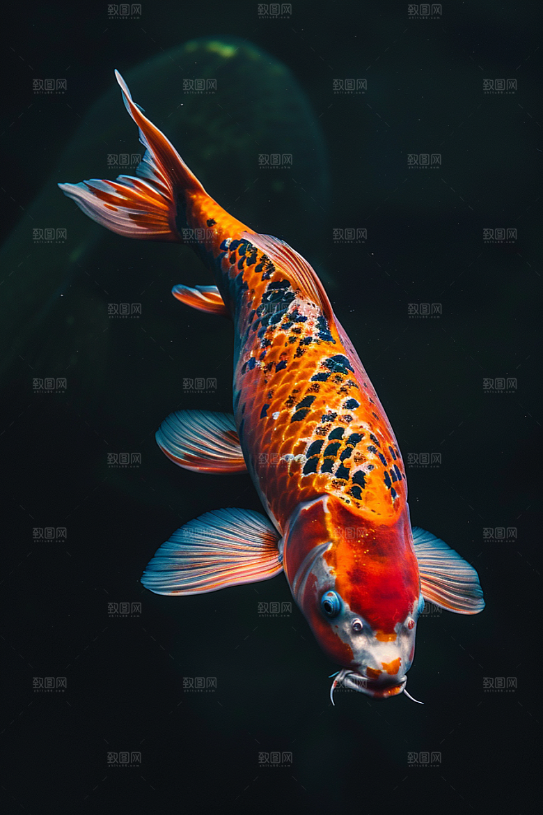 锦鲤中式游水素材
