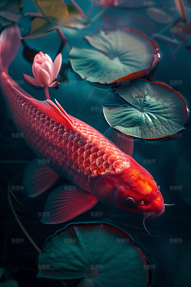 锦鲤游水鲤鱼素材