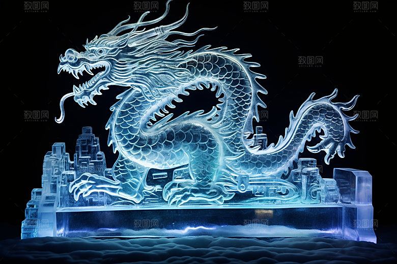 龙年冰雕冰雪大世界哈尔滨摄影图
