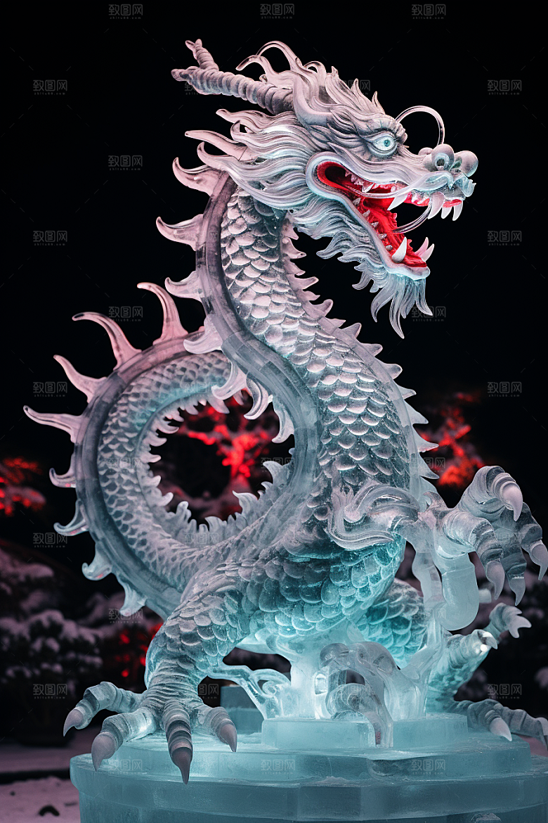 龙年冰雕艺术冰雕东北摄影图