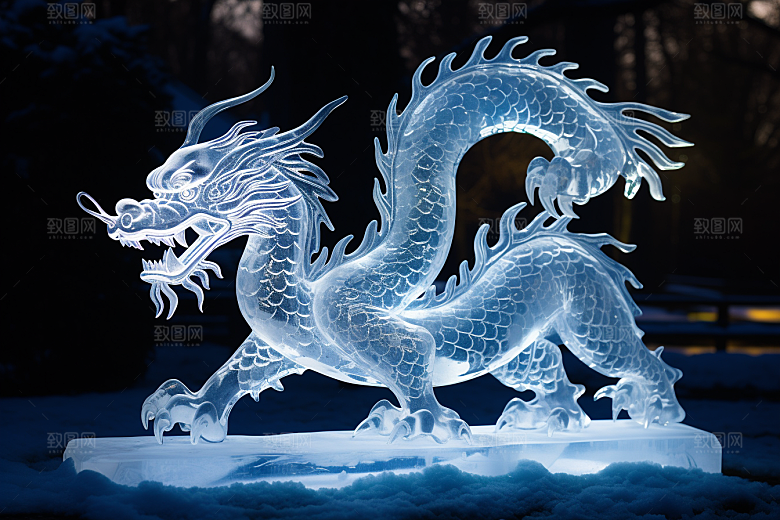 龙年冰雕东北冰雪大世界摄影图