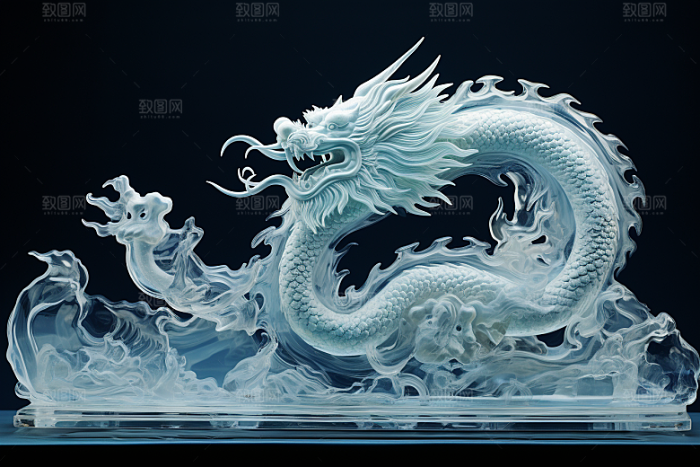 龙年冰雕艺术冰雕东北摄影图