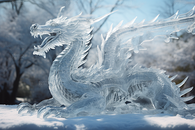龙年冰雕艺术冰雕冰雪雕塑摄影图