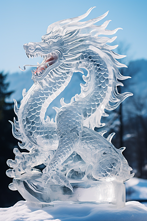 龙年冰雕冰雪雕塑东北摄影图