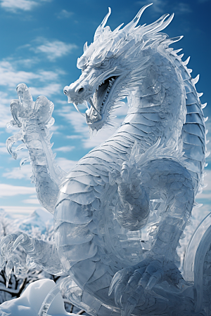 龙年冰雕冰雪大世界冰雪雕塑摄影图