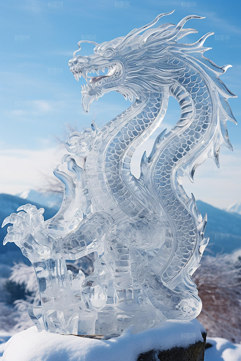 龙年冰雕高清冰雪大世界摄影图