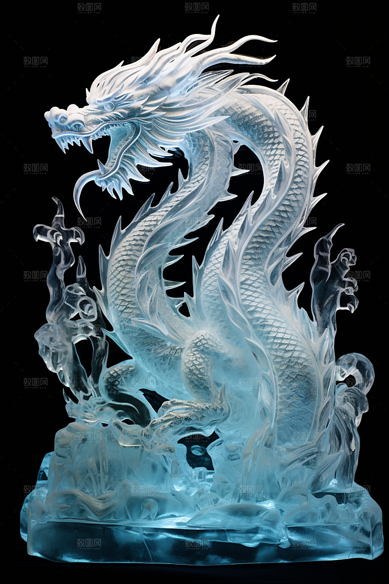 龙年冰雕东北冰雪雕塑摄影图