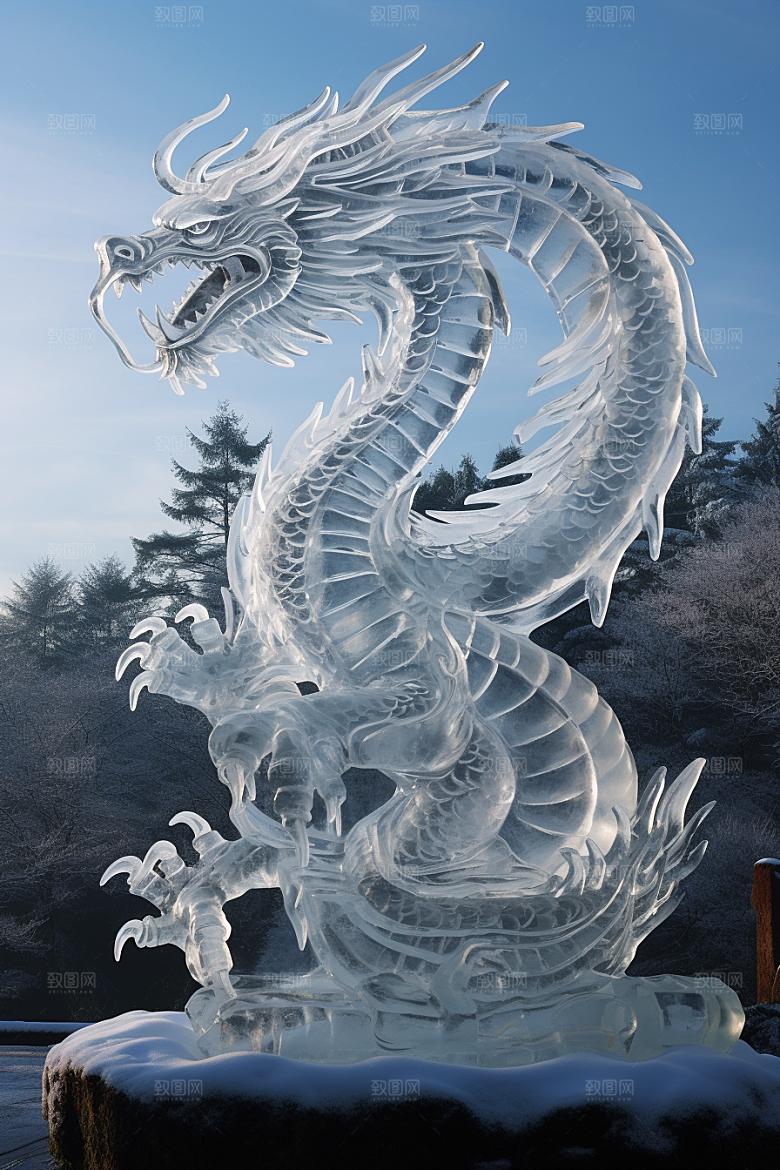 龙年冰雕哈尔滨高清摄影图
