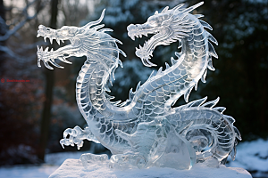 龙年冰雕冰雪雕塑东北摄影图