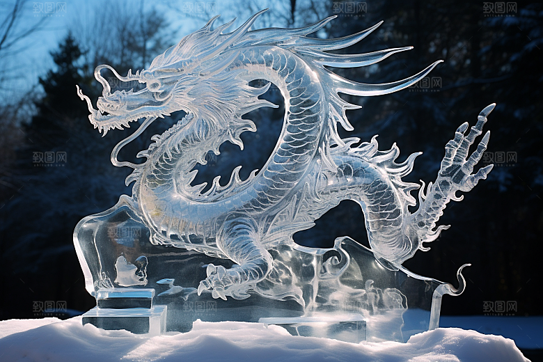 龙年冰雕冰雪雕塑东北摄影图