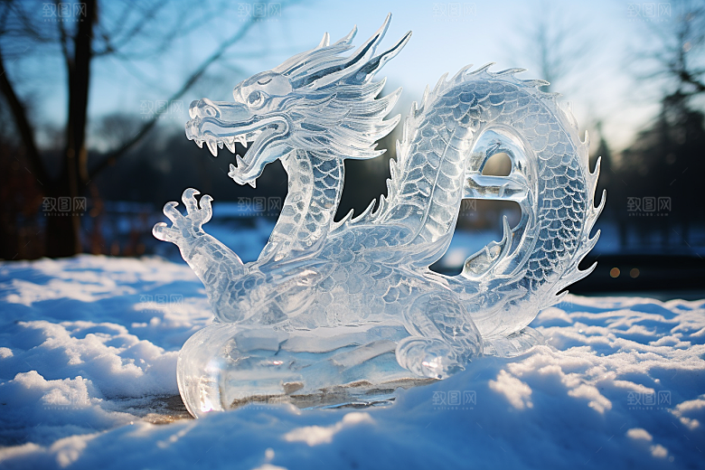 龙年冰雕冰雪大世界冰雪雕塑摄影图