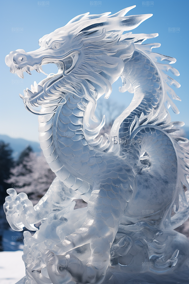龙年冰雕艺术冰雕冰雪大世界摄影图