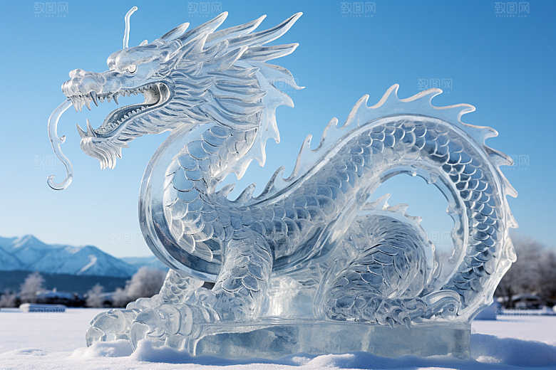 龙年冰雕哈尔滨艺术冰雕摄影图