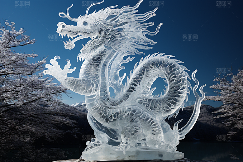 龙年冰雕冰雪雕塑冰雪大世界摄影图