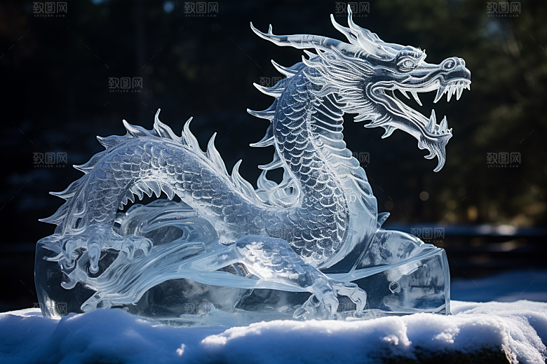 龙年冰雕高清哈尔滨摄影图