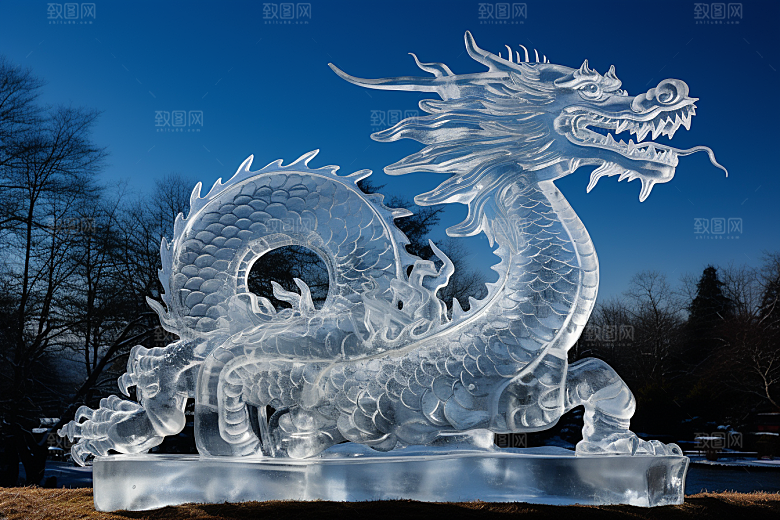 龙年冰雕旅游冰雪大世界摄影图