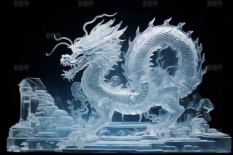 龙年冰雕冰雪大世界冰雪雕塑摄影图
