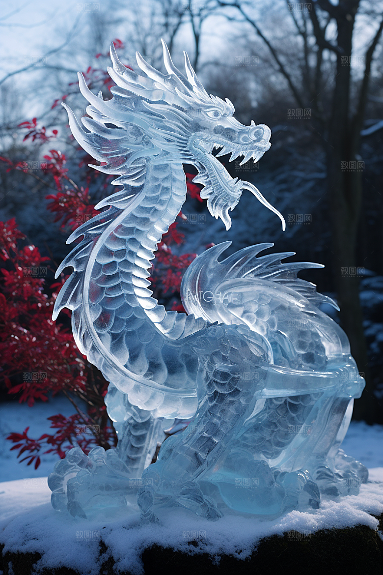 龙年冰雕哈尔滨冰雪大世界摄影图