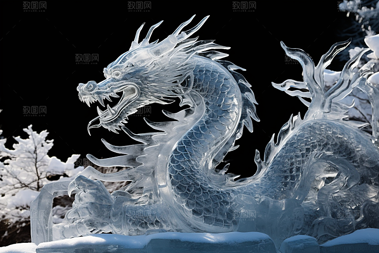 龙年冰雕哈尔滨艺术冰雕摄影图