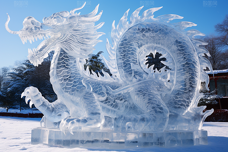 龙年冰雕冰雪大世界旅游摄影图