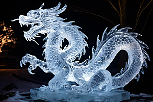 龙年冰雕冰雪大世界冰雪雕塑摄影图