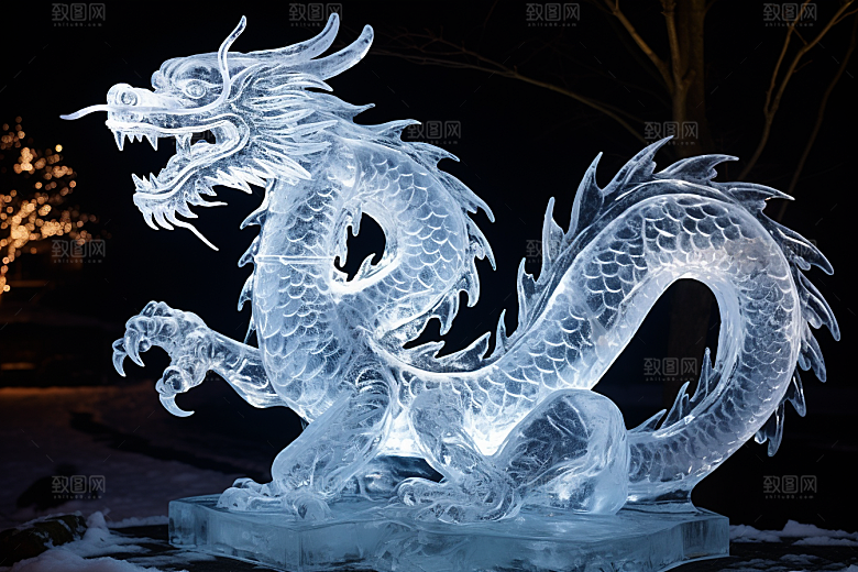 龙年冰雕冰雪大世界冰雪雕塑摄影图