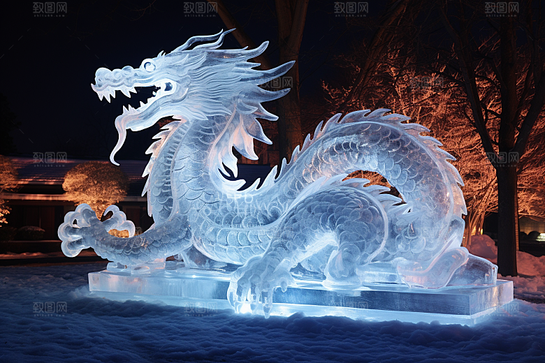 龙年冰雕冰雪雕塑东北摄影图