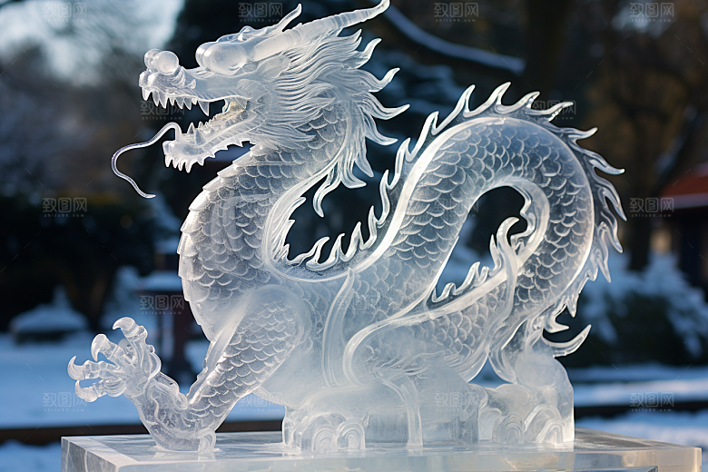 龙年冰雕高清冰雪大世界摄影图