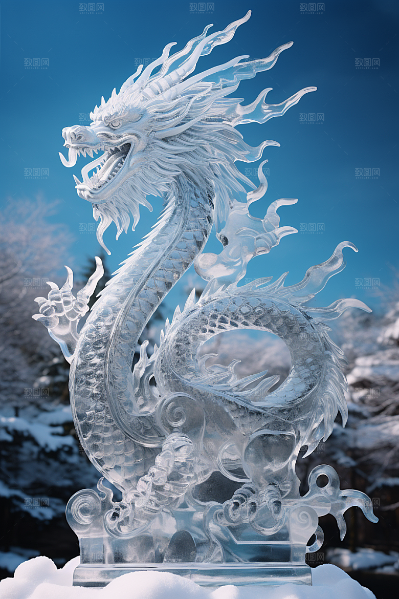 龙年冰雕东北旅游摄影图