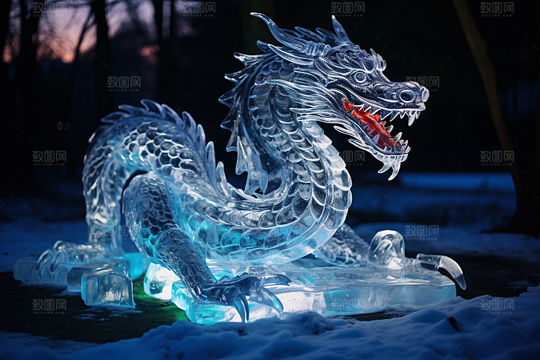龙年冰雕高清哈尔滨摄影图