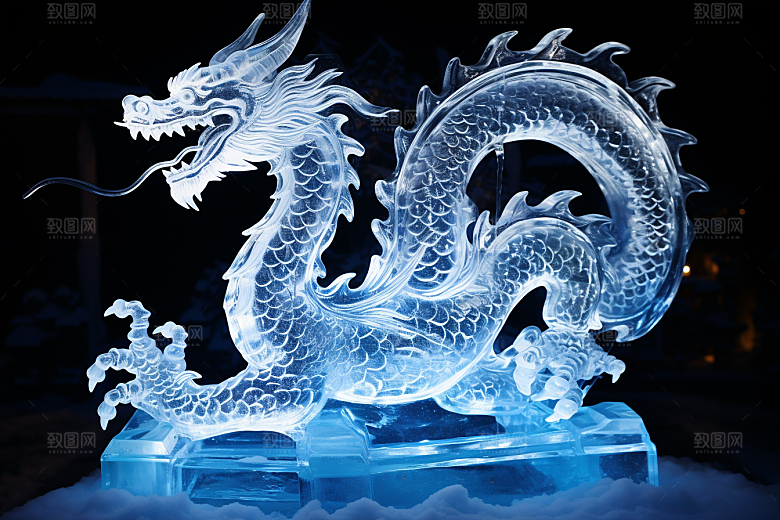 龙年冰雕旅游冰雪大世界摄影图