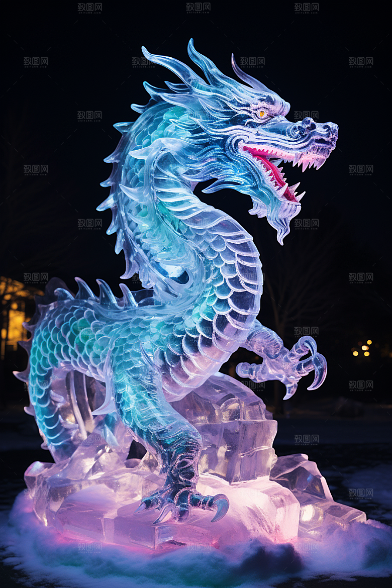 龙年冰雕艺术冰雕东北摄影图