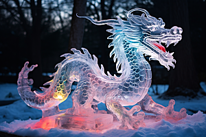 龙年冰雕冰雪大世界哈尔滨摄影图